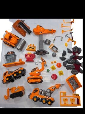 Construction TRUCKS road Work Machines Crane Steamroller Digger Home Depot 46 Pc
